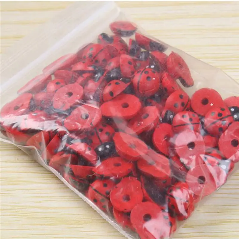 100 шт. Мини фигурки Божья коровка мох микропейзаж декоративные деревянные