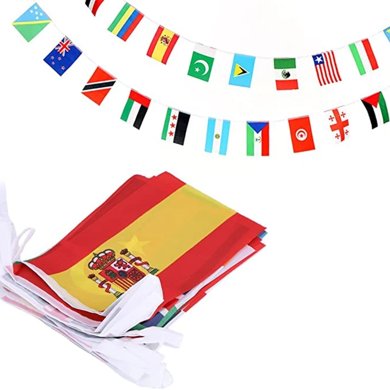 

100 Countries String Flag, International Bunting Pennant Banner, Decoration for Grand Opening, Sports Bar, Party Events