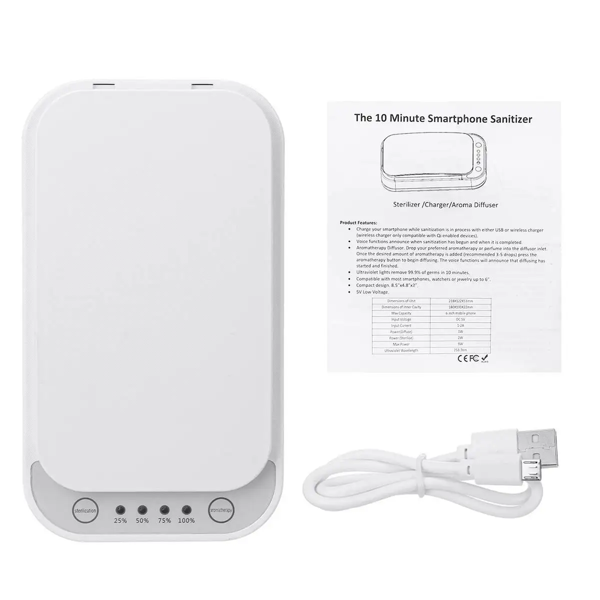 

5V UV Phone Sterilizer Box Jewelry Phones Cleaner Personal Sanitizer Disinfection Cabinet Aromatherapy Diffuser Voice Function