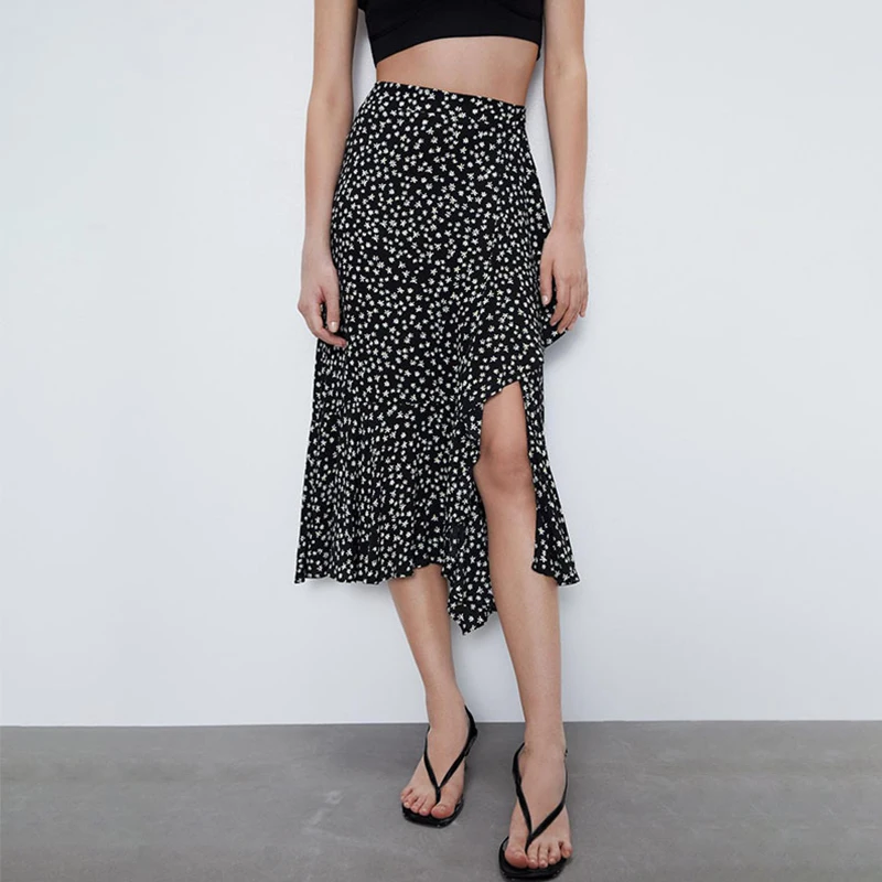 Летние пикантные Юбки-миди с цветочным принтом Женская длинная юбка в богемном