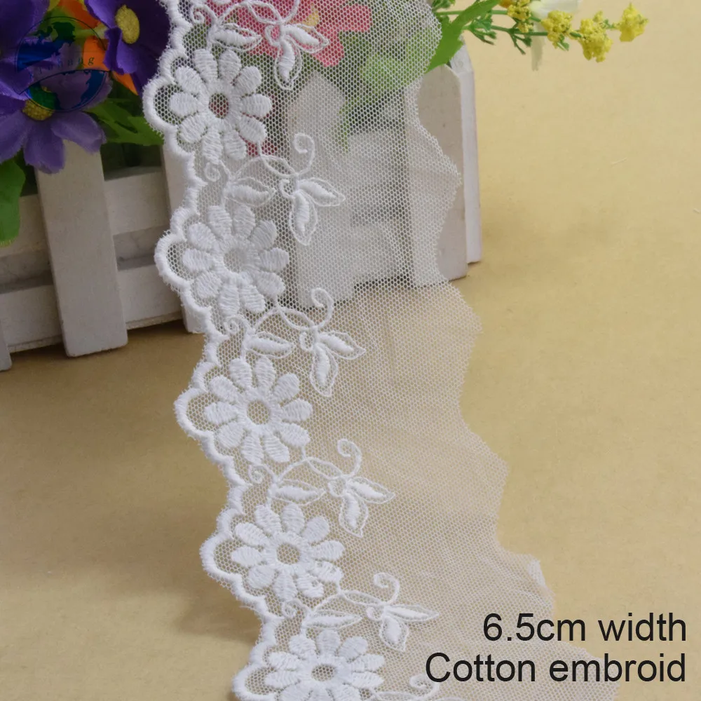 

10yards 6.5cm wide Cotton embroid lace sewing ribbon guipure trims fabric knitting DIY Garment Accessories wedding lace#3404