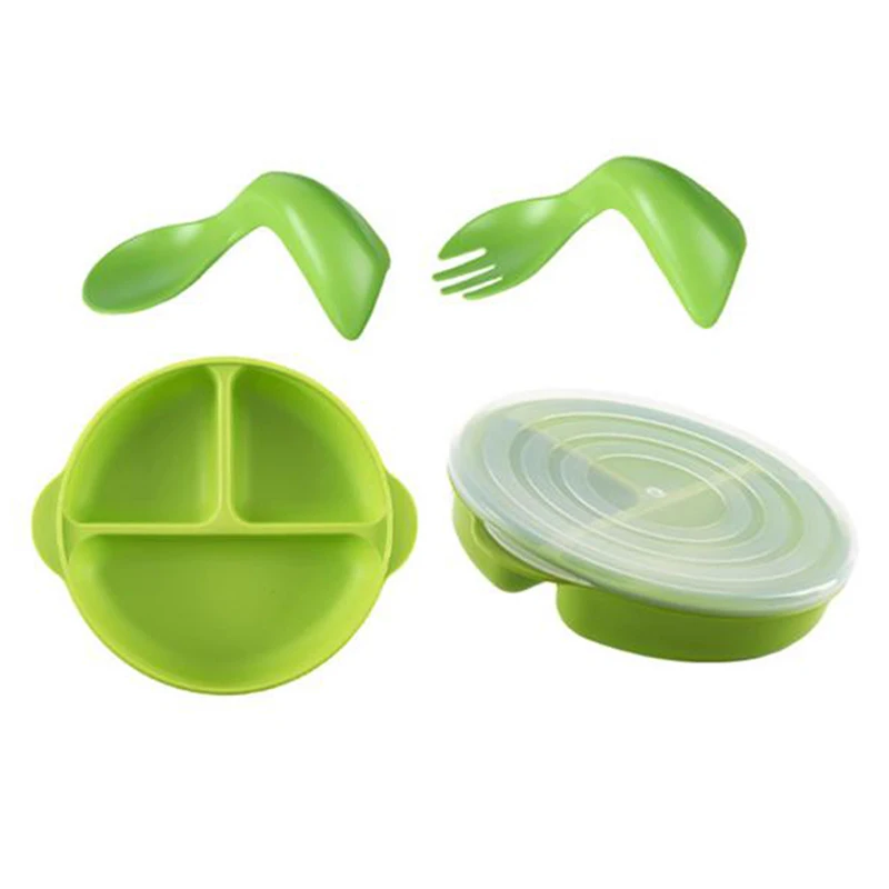 

Baby Learning Dish Dinnerware Set Baby Feeding Bowl Including Spoon Fork Partition Design Children's Tableware