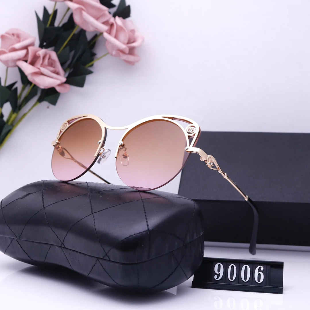 

New Round Cat Eye Sunglasses For Women Design Brand Fashion Women's Ladies Sun Glasses Luxury Half Frame Elegant Female Shades