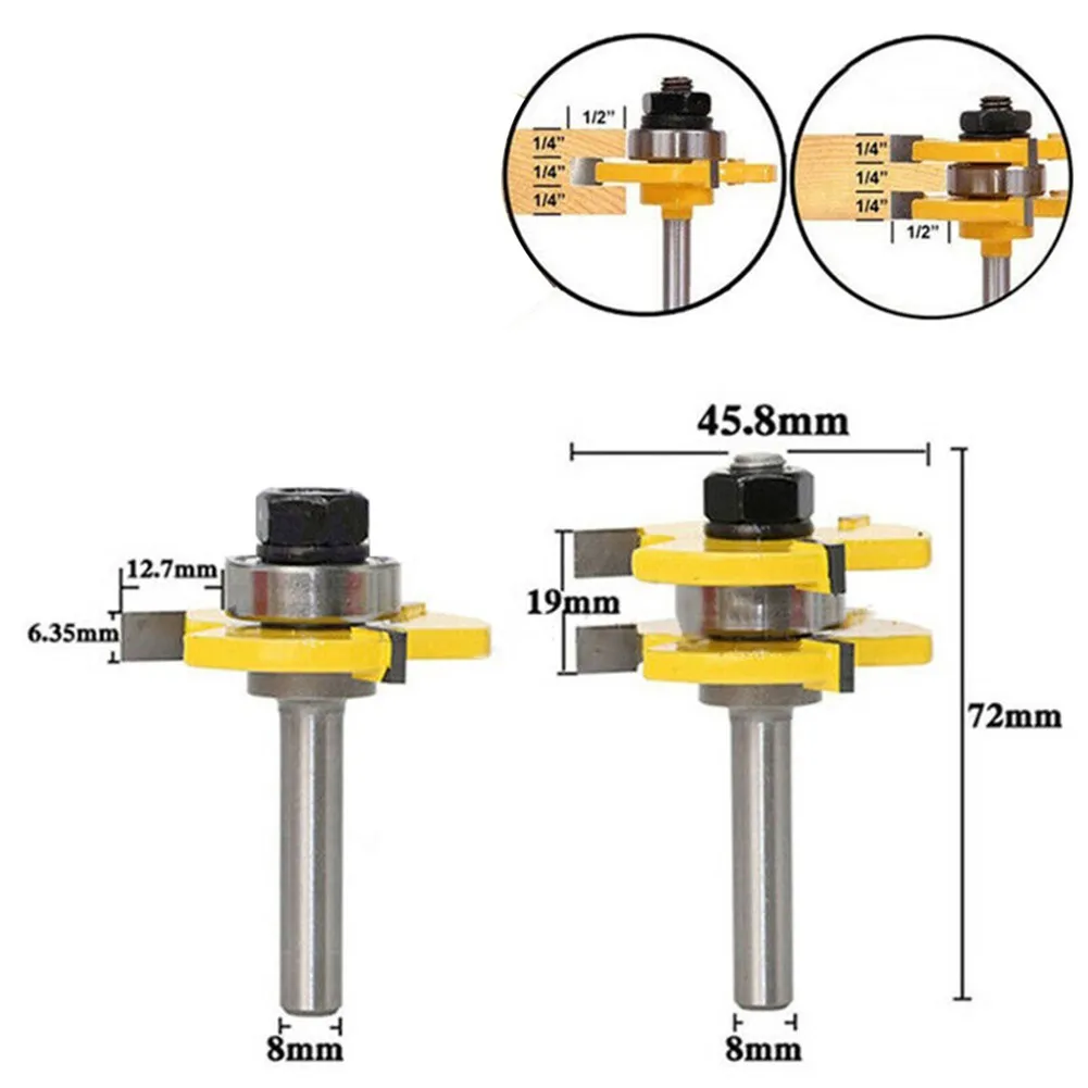 

1pc 8mm Shank Tongue Groove Router Bits Teeth T Shape Wood Milling Cutter Router Bits Joint Assembly Cutting Tool