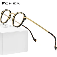 fonex acetate titanium glasses frame men 2022 new retro vintage square prescription eyeglasses optical spectacles eyewear mop7