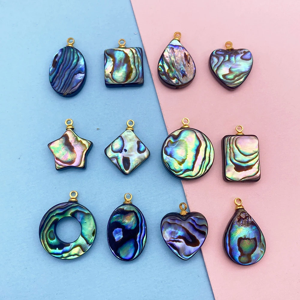 

Mother of Pearl Natural Abalone Shell Pendan Cross Shape Moon Oval Crafts DIY Jewelry Making Necklace Jewellery Accessories