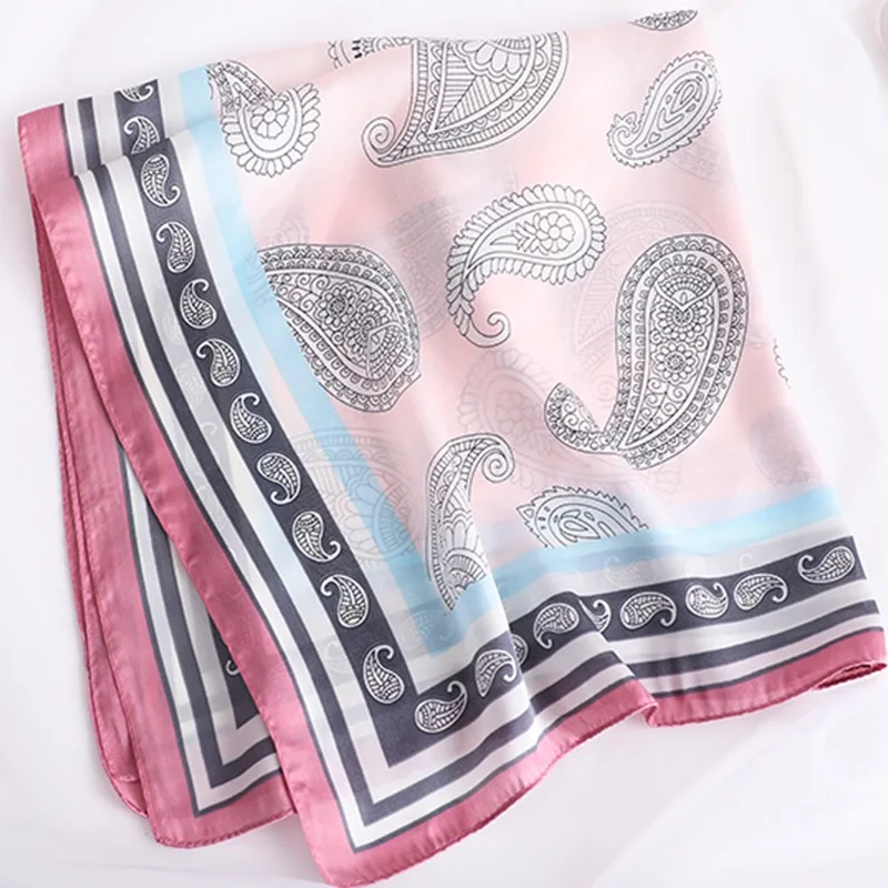 

Women Bubble Silk Scarf Hijab Fashion Wrap Printe Shawls Headband Hijabs Brand Pashmina Bandana Foulard Scarves Square 70*70cm