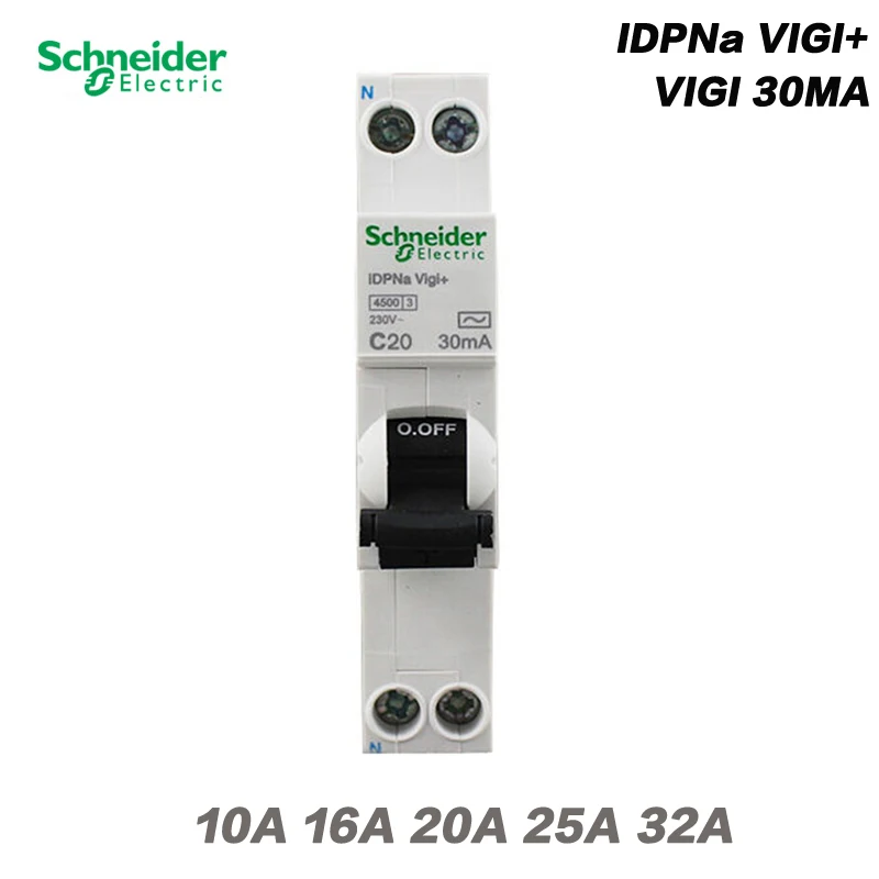 

Schneider Electric IDPNa Vigi + 30MA 18MM 1P+N 2P 10A 16A 20A 32A Leakage Circuit Breaker Protection Switch Single Stage A9D916