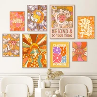 70s vintage sun flower quotes tarot abstract pictures wall art canvas painting nordic posters aesthetic prints living room decor