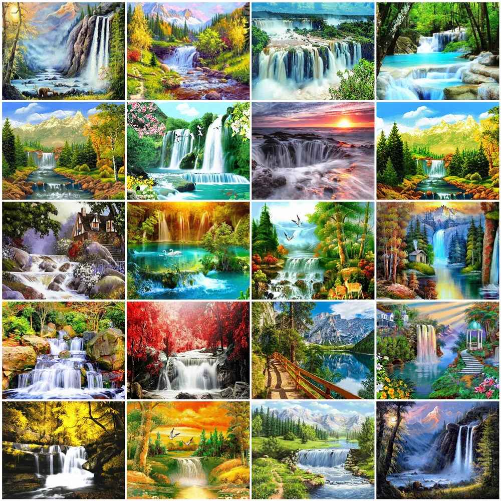 EverShine Diamond Painting Full Square Waterfall Diamond Mosaic Landscape Cross Stitch Handmade Art Kits Decoration For Home