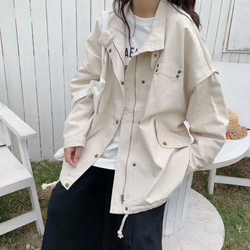

Женская однобортная куртка с карманами, повседневная осенняя куртка в стиле сафари с длинным рукавом, верхняя одежда в Корейском стиле, 2020