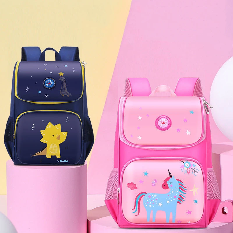Модная сумка для начальной школы в стиле аниме, детский школьный ранец для девочек и мальчиков с мультипликационным единорогом и динозавро...