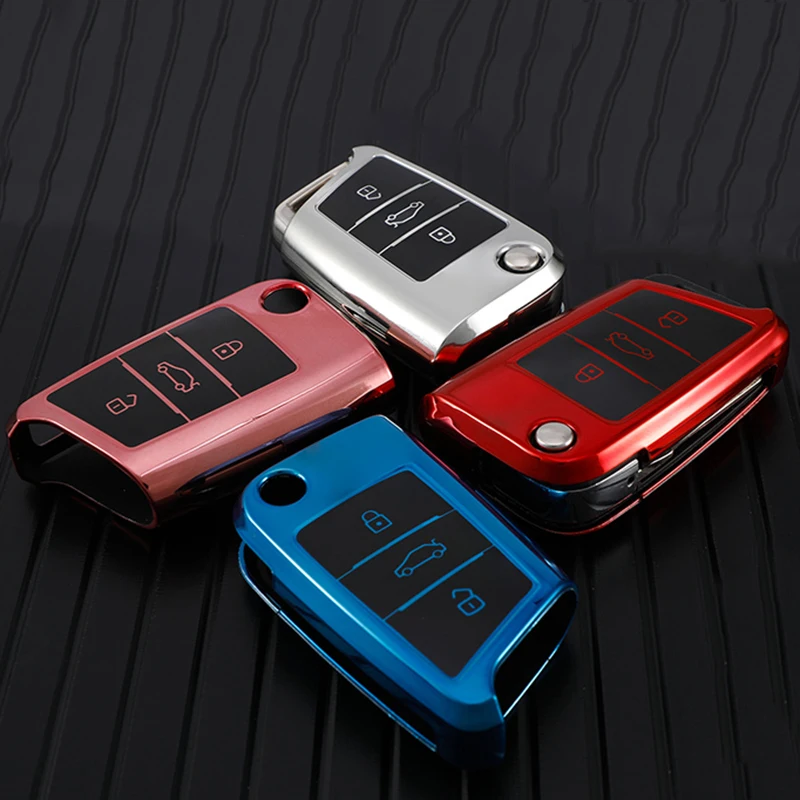 

Защитный чехол из ТПУ, кожаный чехол для автомобильного ключа с дистанционным управлением для Vw Volkswagen Golf 7 Mk7 Tiguan Mk2, стильные аксессуары для ...
