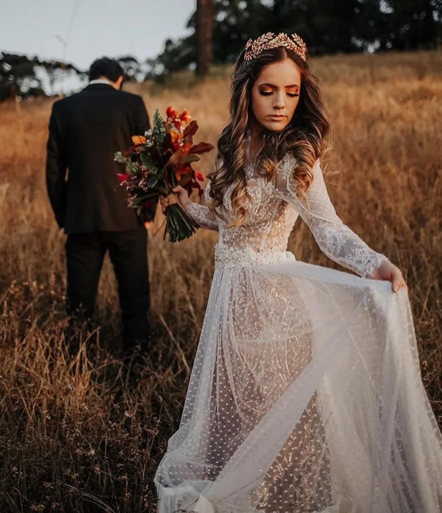 Boho пляжные богемные Свадебные платья 2020 женские размера плюс для