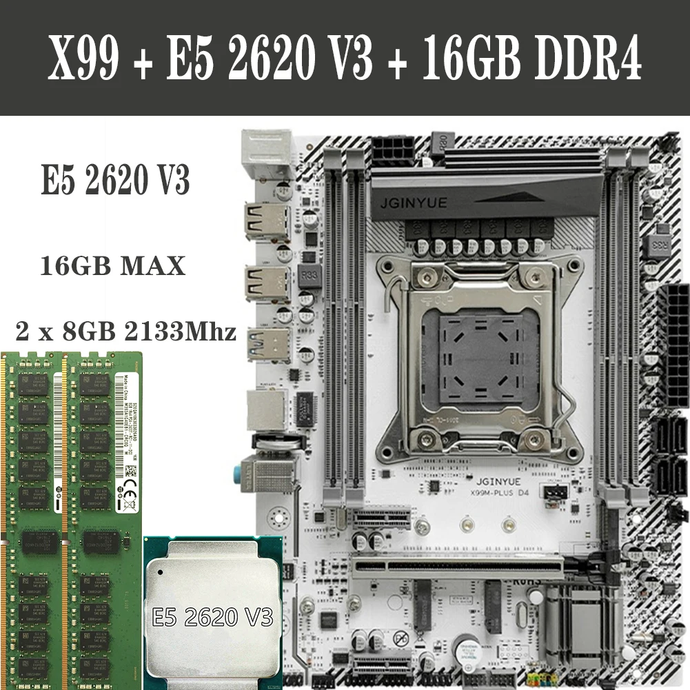 Комплект материнской платы X99 E5 2620 v3 LGA 2011 V3 ЦП DDR4 ECC ОЗУ 16 ГБ для материнская плата