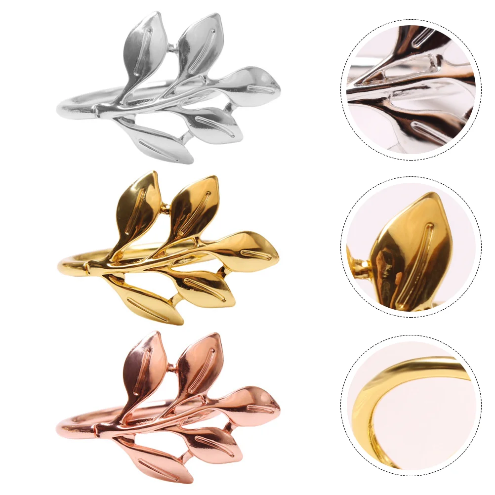

3PCS Fashionable Maple Leaf Napkin Rings Electroplated Leaf Napkin Buckles