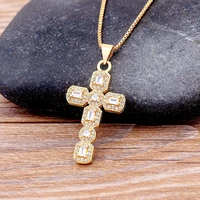 top quality cubic zirconia cross pendant choker chain necklace men women hip hop jewelry fashion gold color gift wholesale