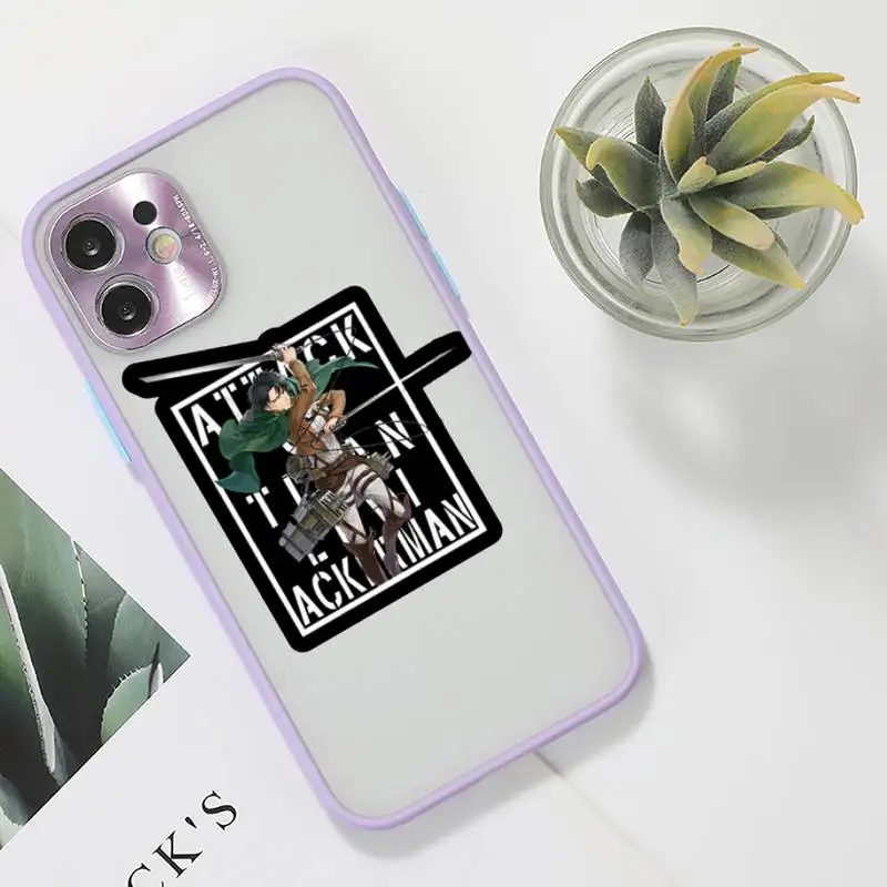 

Anime attack on Titan Phone Case purple matte transparent For iPhone 7 8 x xs xr 11 12 pro plus max mini Clear Funda