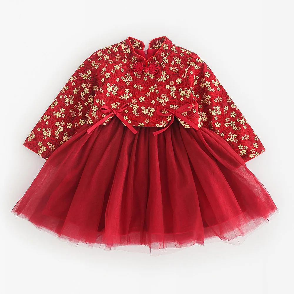 Robe de princesse de noël pour filles  en velours  épais et chaud  vêtements d'hiver pour bébés