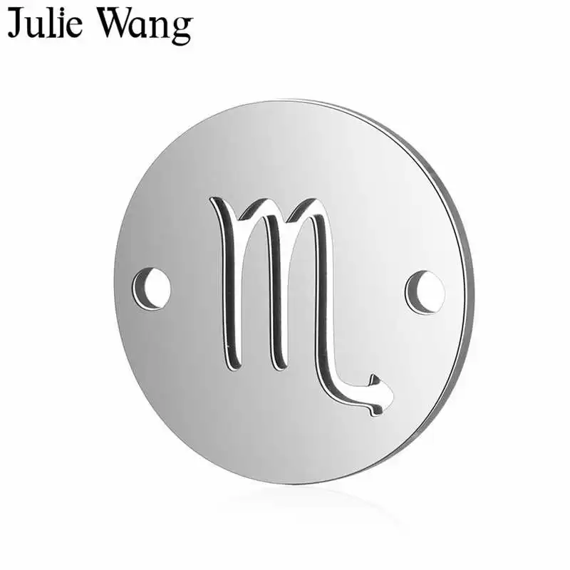 Julie Wang 12 шт./компл. созвездия зодиака соединители из нержавеющей стали модное