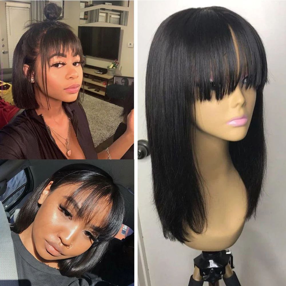 Парик Bob парики из человеческих волос с челкой короткий парик Remy бразильские