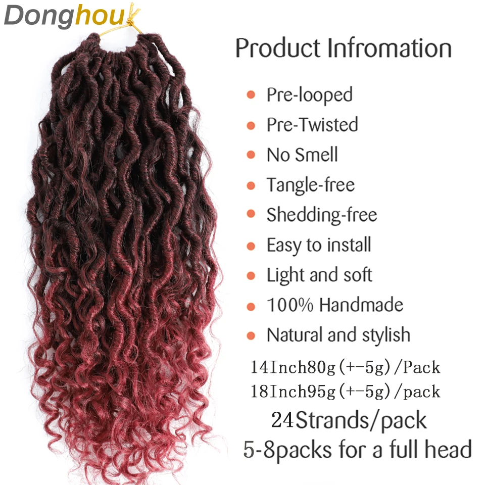 14 18 дюймов River Locs Goddess Вязание крючком Волосы Синтетические локоны Naturel Ombre