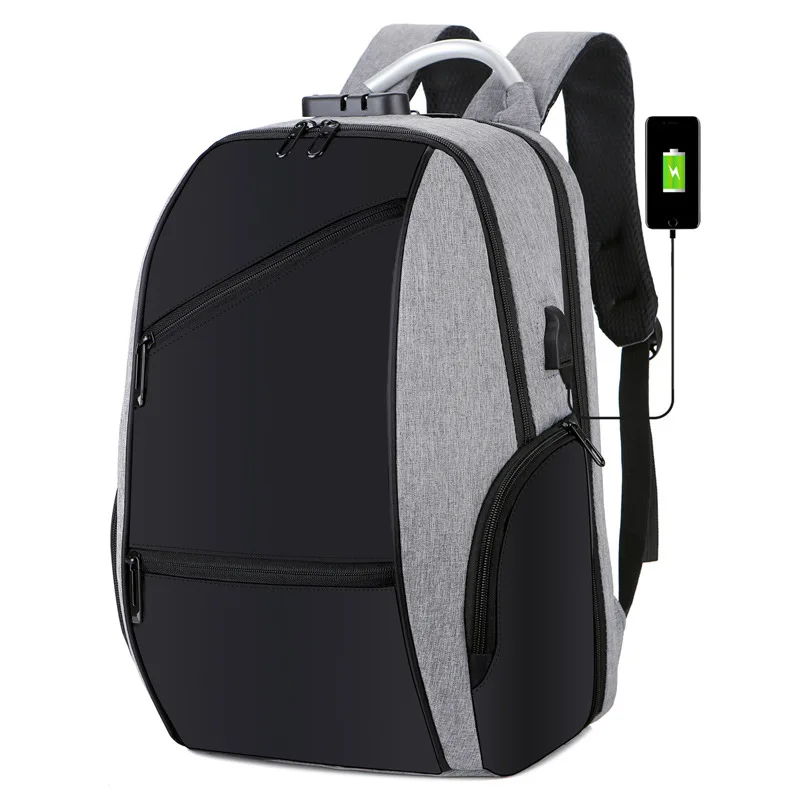 

Мужской рюкзак с защитой от кражи, черный повседневный рюкзак Оксфорд с кодовым замком, большой вместимости