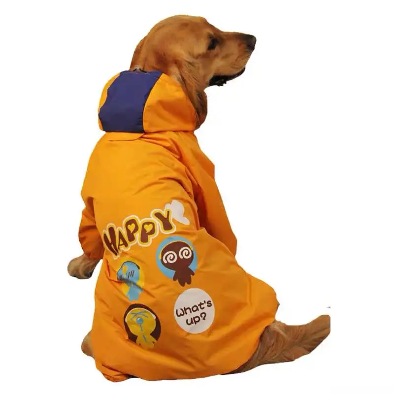 Four Legs Hooded Big Dog Raincoat Waterproof Clothes for Golden Labrador Spaniel Small Medium | Дом и сад