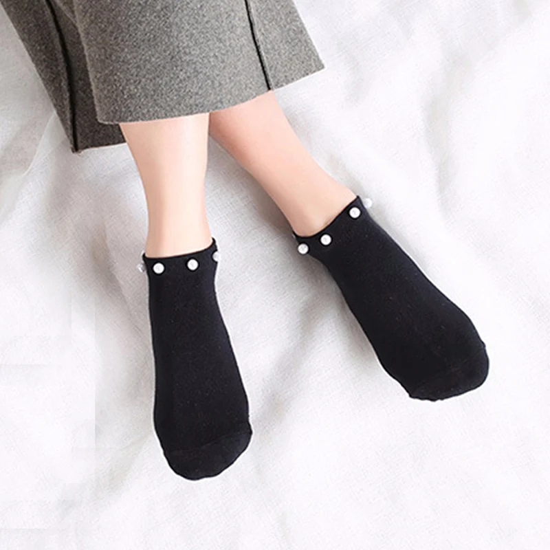 

Woman Winter Socks Fashion Customized Short Socks Modern Casual Socks Solid color Socks Art Solid Short sock pearl