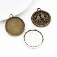 new fashion 5pcs 25mm inner size antique silver plated and antique bronze two birds cabochon base setting charms pendant