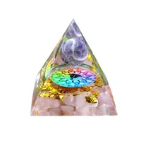ogan pyramid hand decorated seven chakras amethyst crushed stone energy tower powder crystal universe ball pyramid