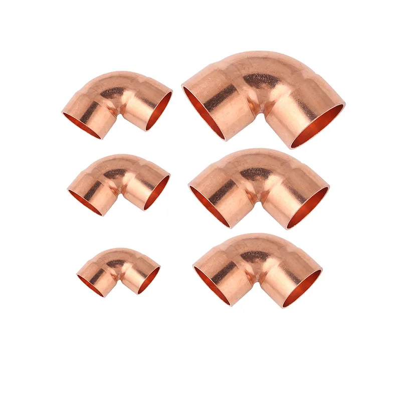 Медный локоть для кондиционера сварочный прямоугольный расклешенный 90 градусов