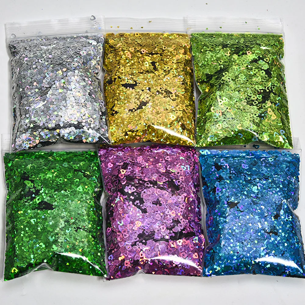 

500g/bag Hollow Out Heart Shapes Flakes DIY Laser Holographic Glitter Spangles Mix Size 12 Colors Nail Art Glitter Sequins FT#25
