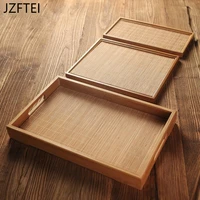 rectangle bamboo tea tray serving table plates food storage plate for the hotel with handle serving tray decoration for home