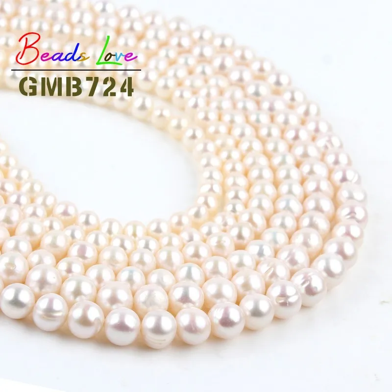 Круглые Бусины Из Натурального пресноводного белого жемчуга для изготовления