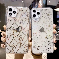 fashion electroplated love heart star transparent phone case for iphone 11 12 pro x xr xs max se 2020 7 8 plus soft imd covers
