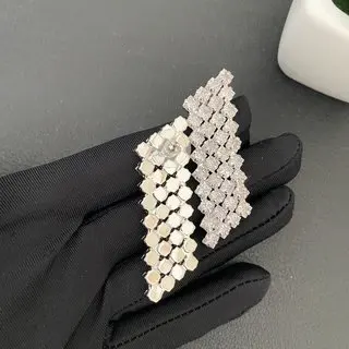 

High-end fashion quadrilateral full crystal earrings