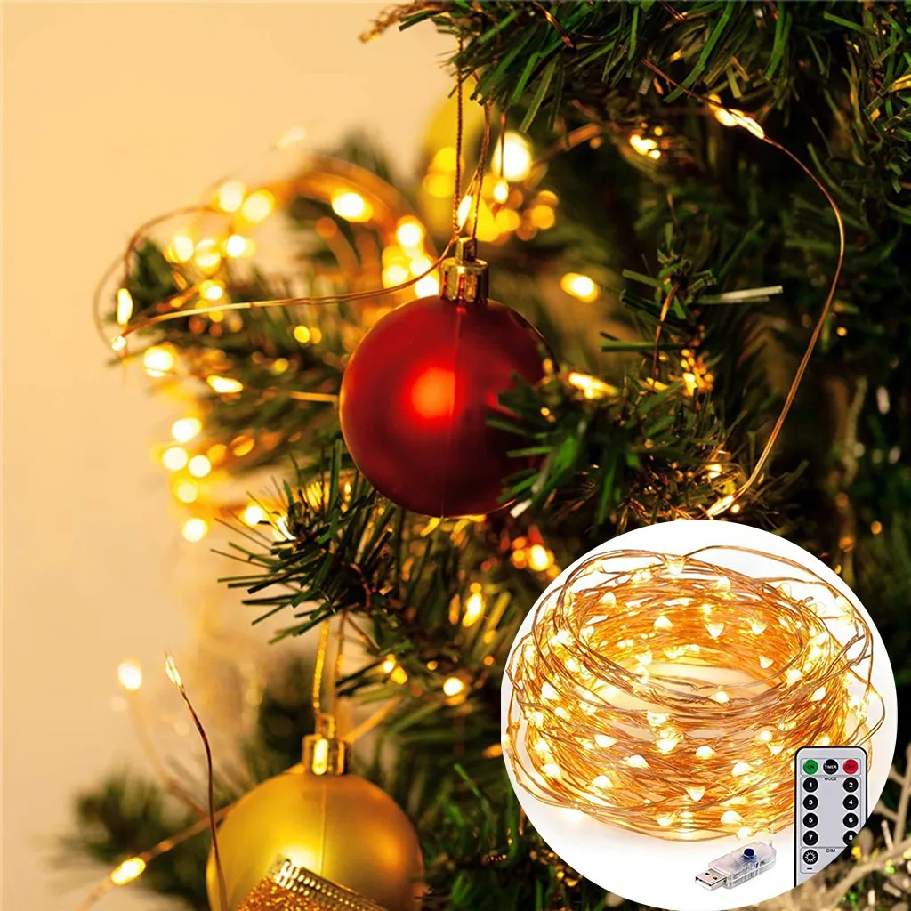 

Home Decor 100LED Copper Wire Lamp Ambient Lights String Operation 8 Program Festive Christmas decoration dropship*
