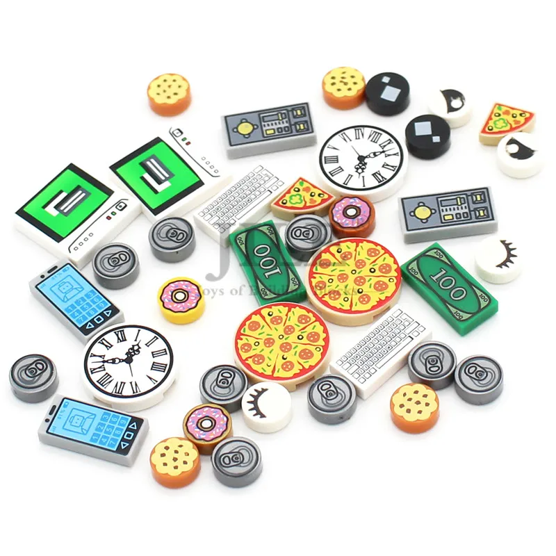 

Compatible City Accessories Printed Tile Building Blocks Computer Phone Clock Parts MOC Brick Compatible Toys Friends 3069