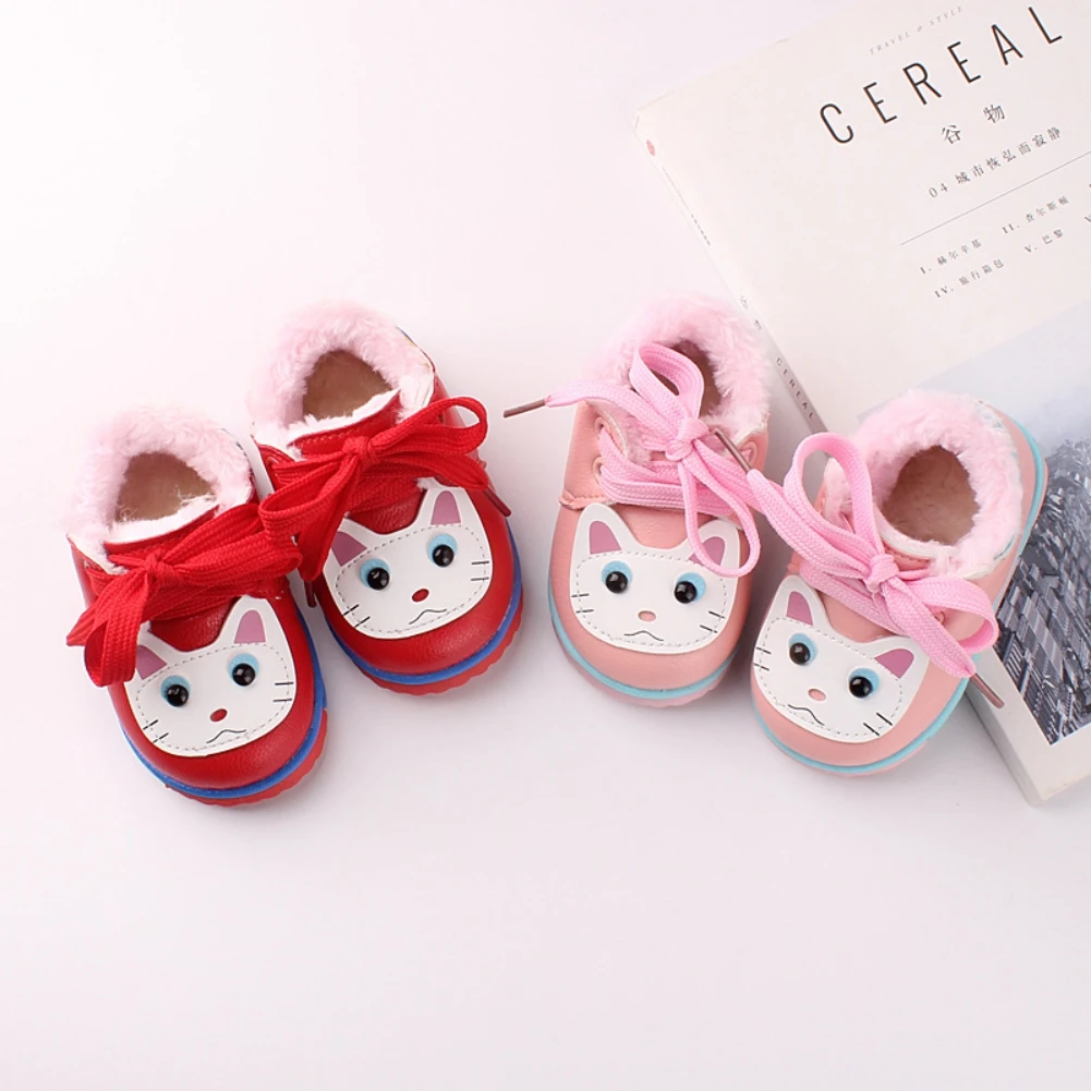 

Winter Cute Rabbit Baby Shoes Baby Girl Warm Boot rubber Bottom Anti Slip waterproof PU Leather Sneakers Shoes First Walkers