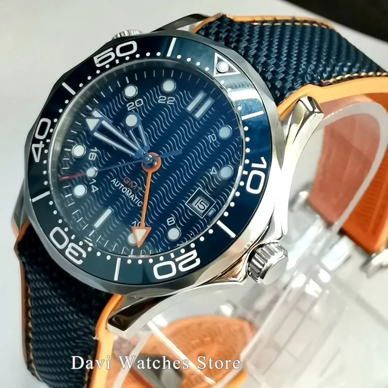 BLIGER стерильные мужские часы с автоматическим GMT Move Мужские t Дата Окно сапфировое