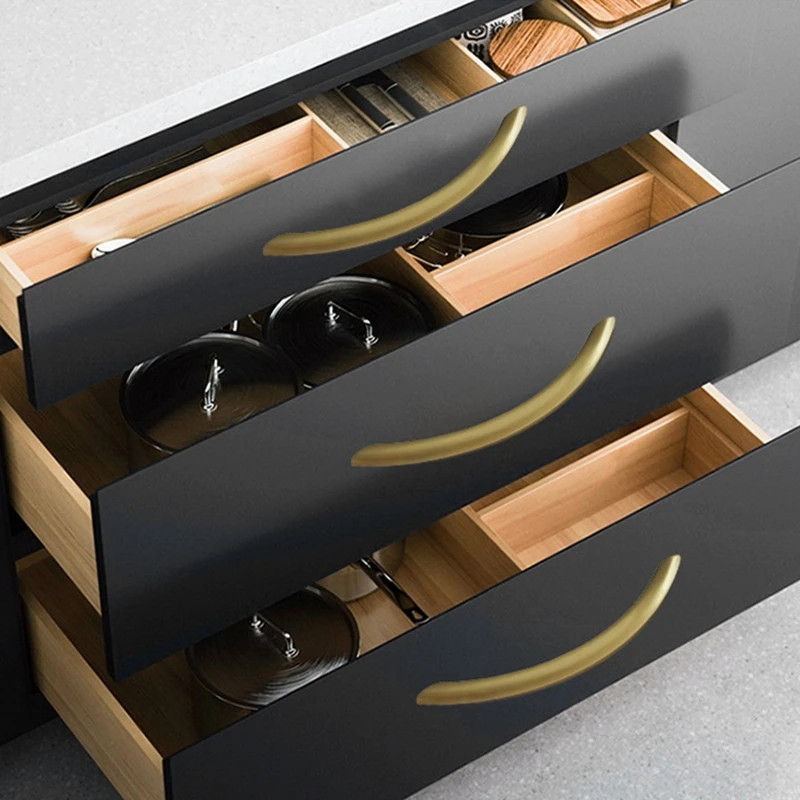 Однотонные латунные ручки для ящиков кухонного шкафа и золотого современного