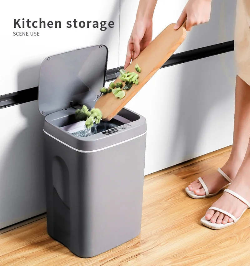

16L Intelligent Trash Can Automatic Sensor Dustbin Smart Sensor Electric Rubbish Can Home Waste Bin For Kitchen Bathroom Garbage