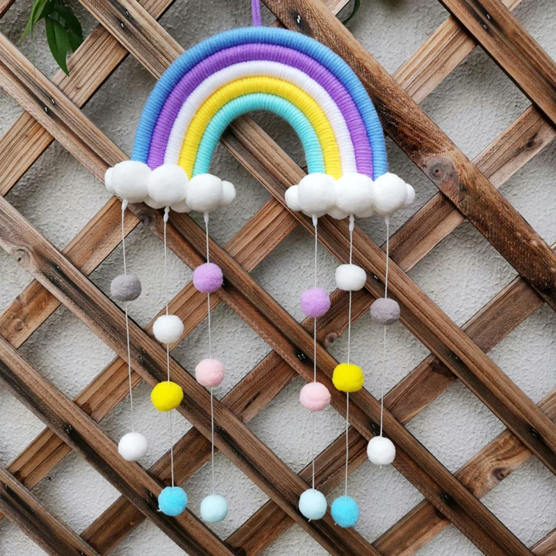 Красочное Радужное макраме настенное украшение хлопковая кисточка для детской