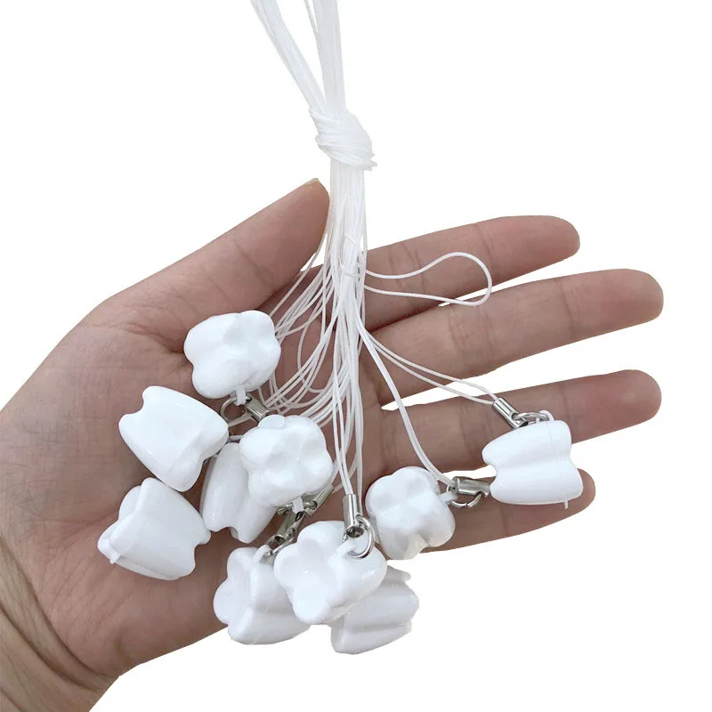 Hang rope white XZJJA 10-20 шт. форма зуба Детские коробки для хранения молочных зубов детская Силиконовая зубная щетка для малышей Органайзер мини пластиковый контейнер маленькая коробка - Цвет: Hang rope white