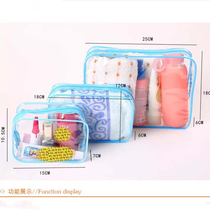 

Hot Sale Fashion New Women Ladies Clear Transparent Plastic PVC Travel Makeup Cosmetic Toiletry Zip Bag Beauty Wash Bags