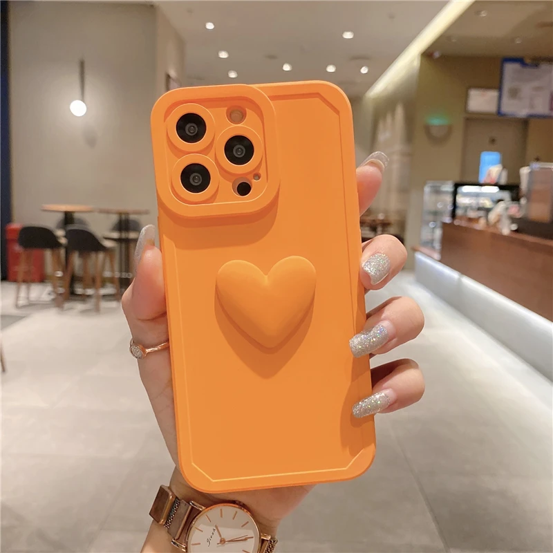Популярный цветной 3D чехол для телефона с любовным сердцем iPhone 13 12 11 Pro MAX 7 8 6 Plus SE
