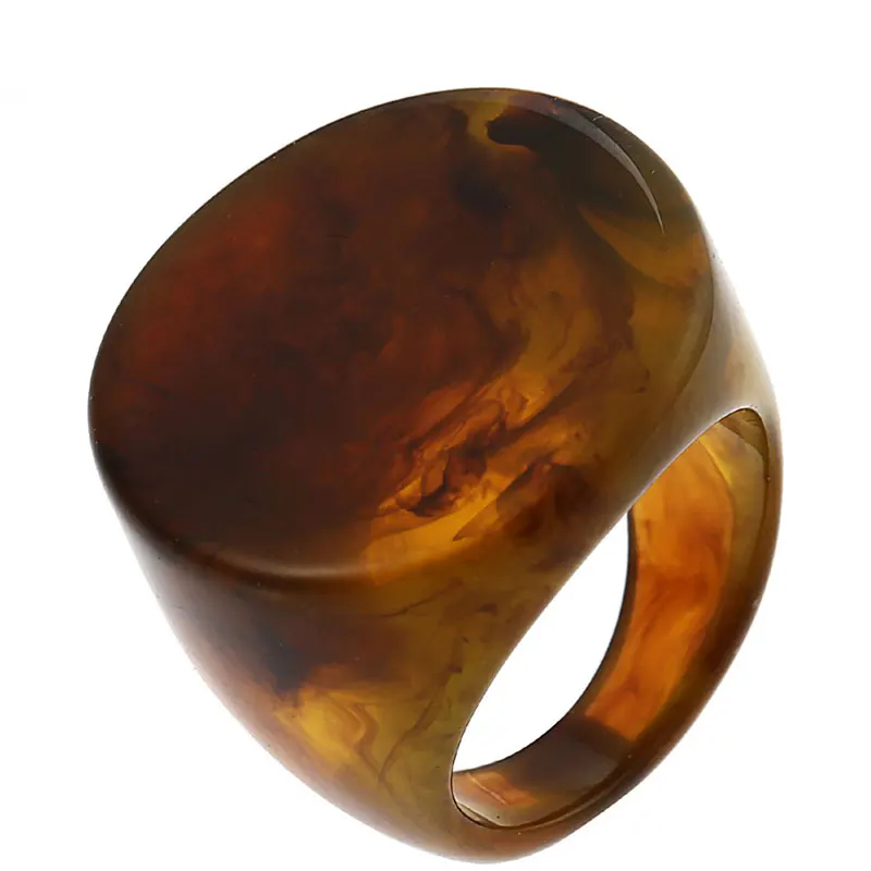 1 шт ретро желтое печатное зерно полимерное кольцо квадратное перстень кольца