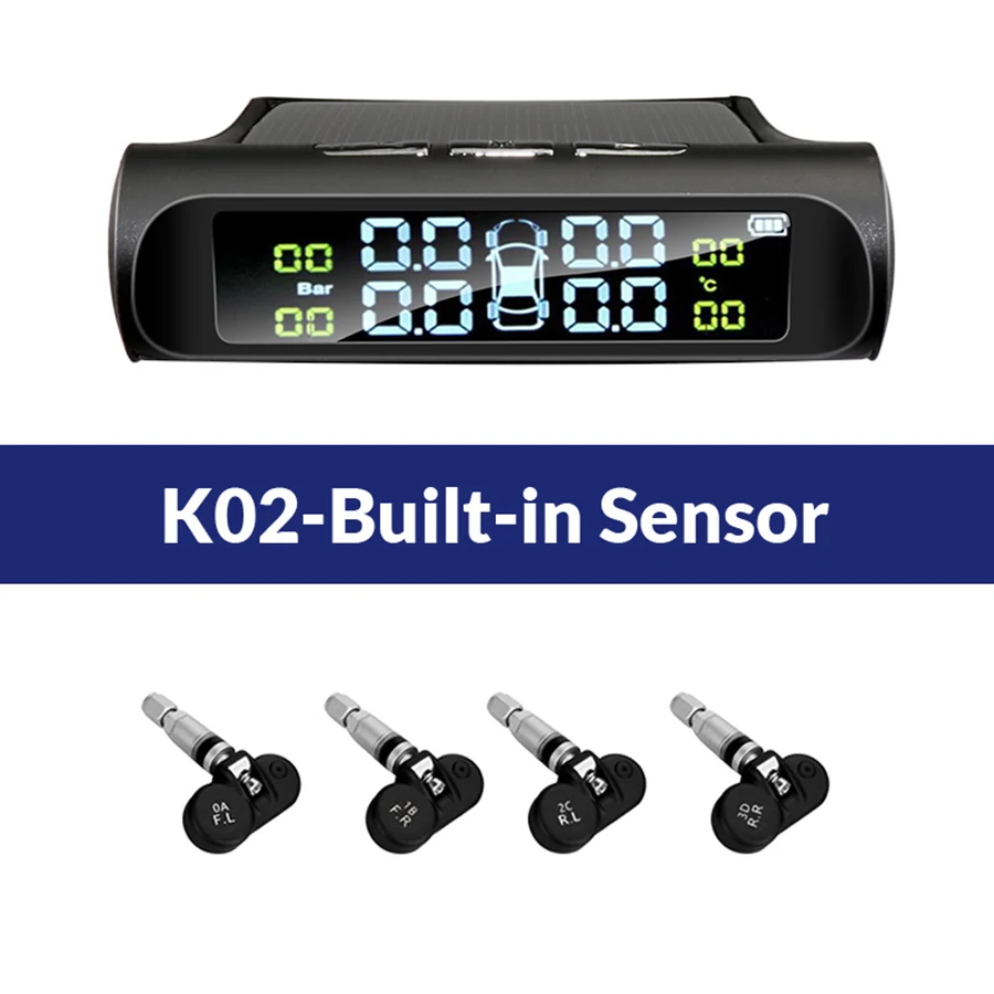 K02-Built-in Sensor E-ACE солнечной энергии умный автомобиль TPMS система контроля давления в шинах цифровой дисплей Авто Охранная сигнализация s давление в шинах - Тип: K02-Built-in Sensor