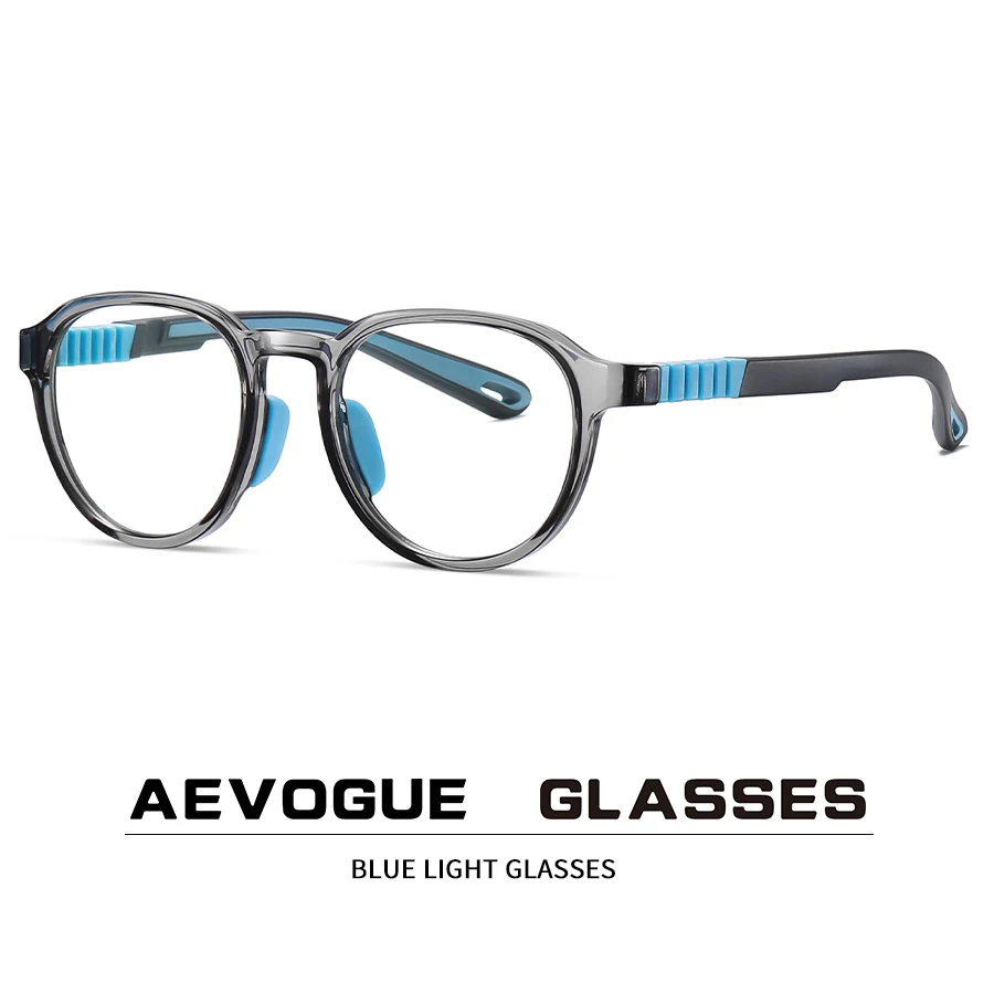 

AEVOGUE Blue Light Glasses For Kids Fashion Glasses For Girl Oval Frames For Boy Silicone Stretching Temples AE1083